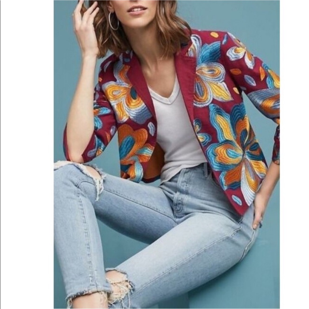 Anthropologie Blazer size S Woodstock Floral